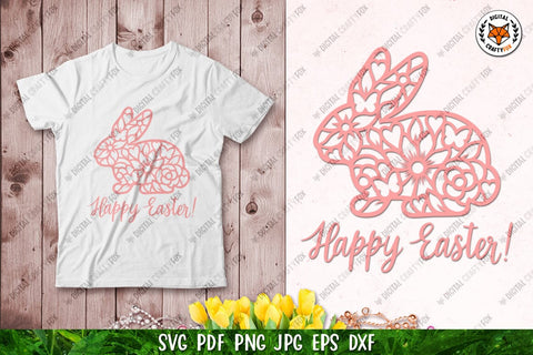 Easter Bunny SVG,3D Bunny,Easter Bunny Cut File,Flower Bunny 3D Paper Digital Craftyfox 