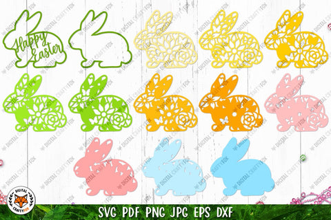 Easter Bunny SVG,3D Bunny,Easter Bunny Cut File,Flower Bunny 3D Paper Digital Craftyfox 