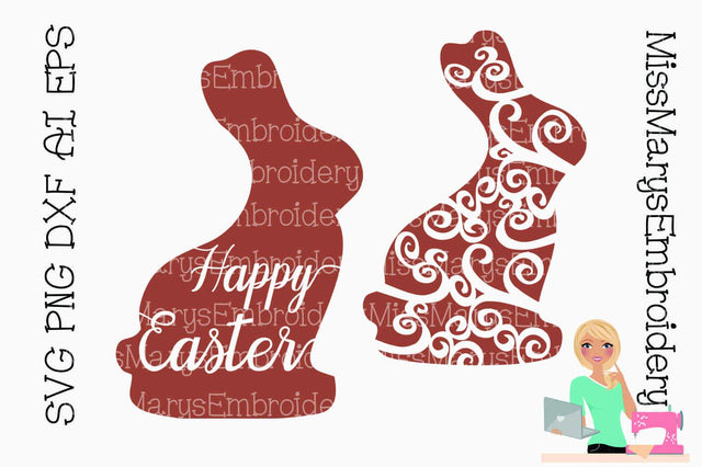 Easter Bunny Swirls SVG MissMarysEmbroidery 