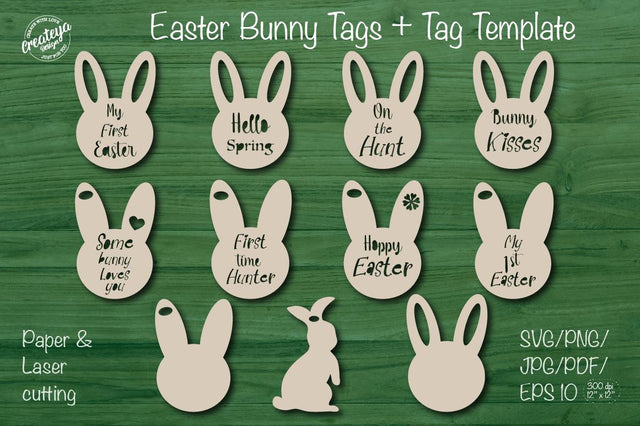 Easter bunny tag. Easter basket tags. Easter tags svg. SVG Createya Design 