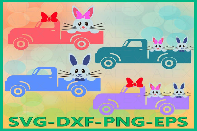 Easter Bunny Truck Svg SVG AlexSVGStudio 