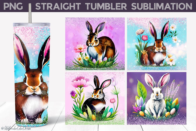 Easter Bunny Tumbler Wrap Sublimation WatercolorColorDream 