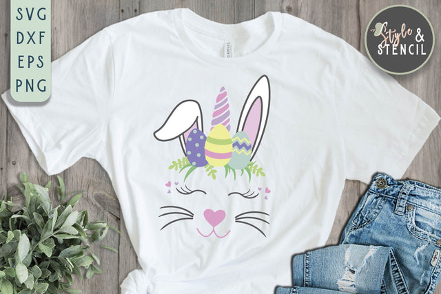 Easter Bunny Unicorn SVG - PNG, DXF, EPS, SVG, Cut File SVG Style and Stencil 