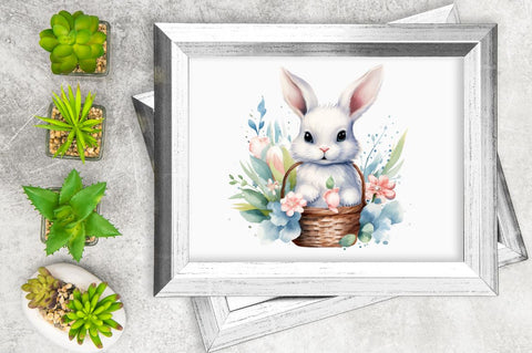Easter Bunny Watercolor Clipart Bundle Sublimation Regulrcrative 