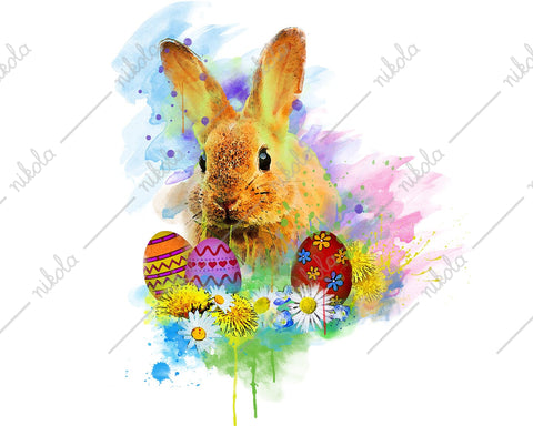 Easter Bunny Watercolor Sublimation, Rabbit, Clipart, PNG, JPG Sublimation nikola 