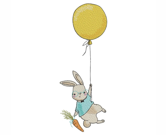 Easter Bunny with Balloon Embroidery Design, 5 sizes, Instant Download Embroidery/Applique DESIGNS Nino Nadaraia 