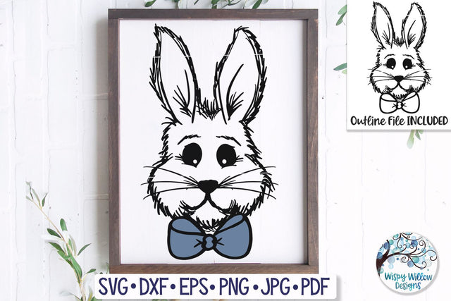 Easter Bunny with Bow SVG SVG Wispy Willow Designs 