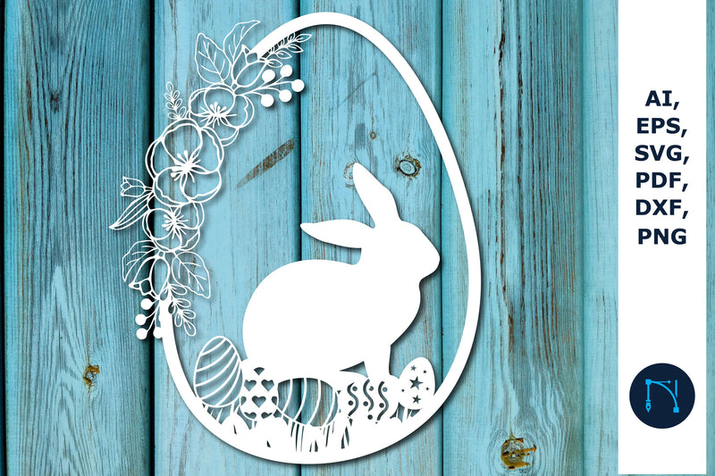 Easter bunny with egg paper cut Decor SVG - So Fontsy
