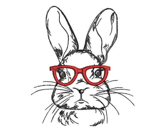Easter bunny with glasses embroidery designs , Happy Easter design, holiday embroidery designs, 4 sizes. Embroidery/Applique DESIGNS ArtEMByNatalia 