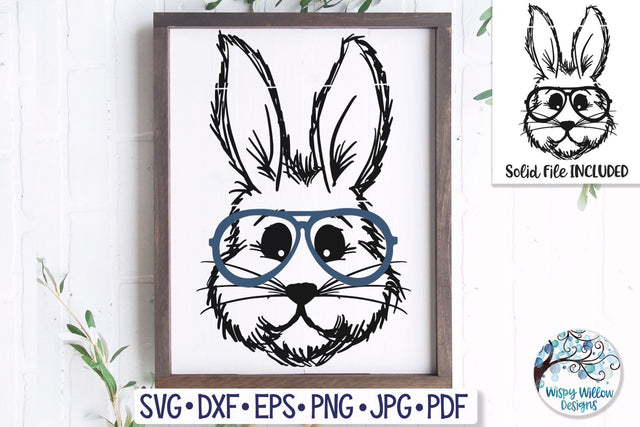 Easter Bunny with Glasses SVG SVG Wispy Willow Designs 