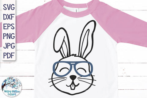 Easter Bunny with Glasses SVG SVG Wispy Willow Designs 