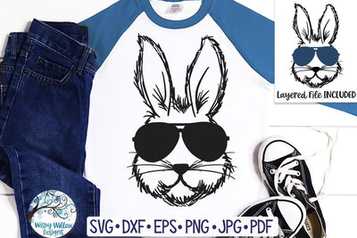 Easter Bunny with Sunglasses SVG SVG Wispy Willow Designs 