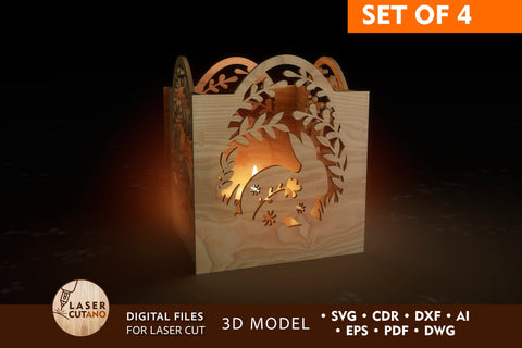 Easter Candle Holder, Easter Lantern, Wooden Easter Decoration SVG LaserCutano 