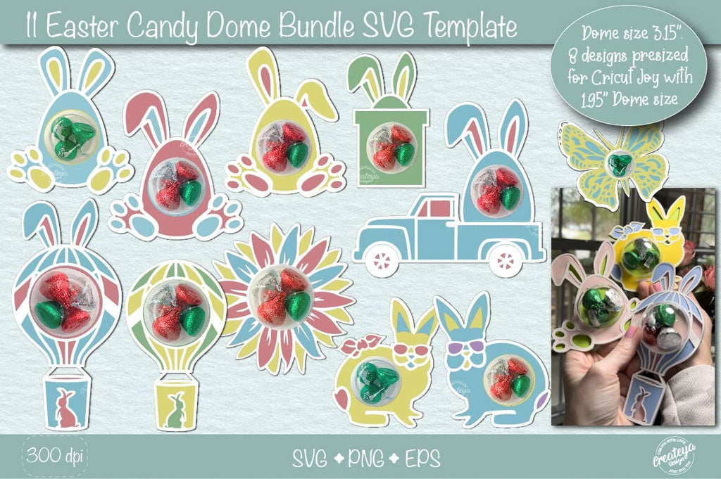 Easter Candy Dome Holder SVG Bundle| Easter bunny candy holders SVG ...