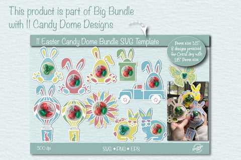 Easter Candy Dome Holder SVG| Easter bunny balloon candy holder SVG| Bunny treat holder| Treat box SVG Createya Design 