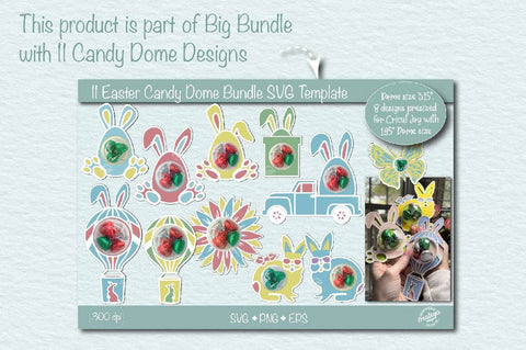 Easter Candy Dome Holder SVG| Easter bunny balloon candy holders SVG| Bunny treat holder| Treat box SVG Createya Design 