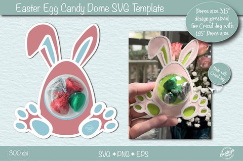 Easter Candy Dome Holder SVG| Easter bunny egg candy holder SVG| Bunny treat holder| Treat box SVG Createya Design 