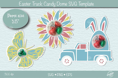 Easter Candy Dome Holder SVG | Easter truck candy holders SVG| Bunny treat holder| Treat box SVG Createya Design 