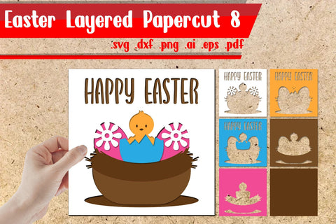 Easter Card Layered BUNDLE svg dxf eps png ai pdf 3D Paper zafrans studio 