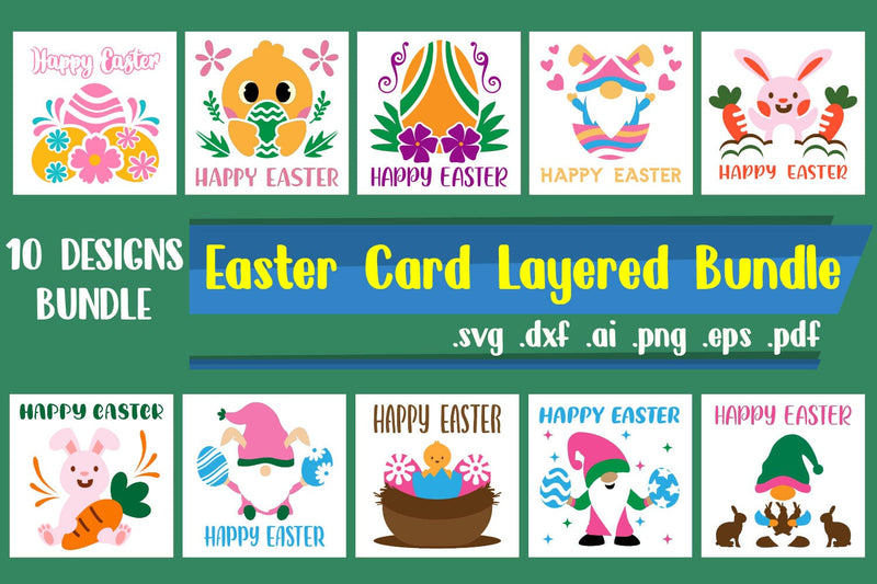 Easter Card Layered BUNDLE svg dxf eps png ai pdf 3D Paper zafrans studio 