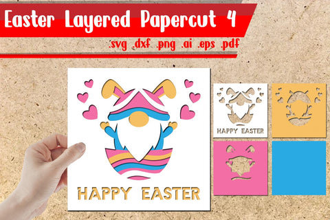 Easter Card Layered BUNDLE svg dxf eps png ai pdf 3D Paper zafrans studio 