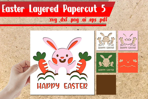 Easter Card Layered BUNDLE svg dxf eps png ai pdf 3D Paper zafrans studio 