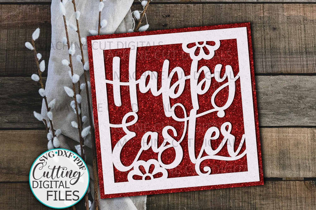 Easter card svg, Cricut Easter card svg, Happy Easter card, svg papercut svg, cut out svg, laser cut svg, Easter stencil svg, commercial svg SVG kartcreationii 