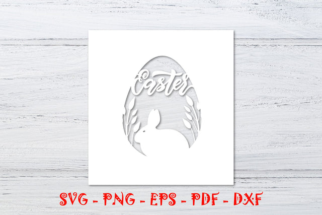 Easter card with easter bunny and lettering. Cut file. SVG SVG Angelina Semenova 