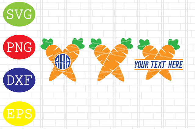 Easter Carrot Svg, Carrot Split Monogram Svg, Easter Bunny Svg, Happy Easter Svg, Png, Eps, Dxf Files SVG DigitalSvgFiles 