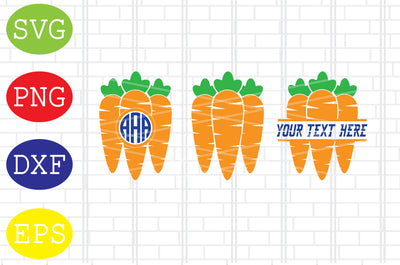 Easter Carrot Svg, Orange Carrot Monogram Svg, Easter Bunny Svg, Happy Easter Svg, Png, Eps, Dxf Files SVG DigitalSvgFiles 