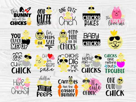 Easter Chick SVG Bundle Funny Kids Easter Signs SVG TonisArtStudio 