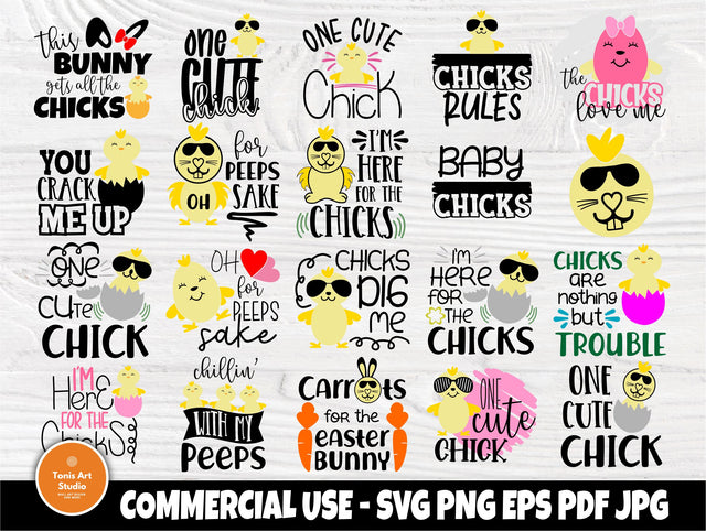 Easter Chick SVG Bundle Funny Kids Easter Signs SVG TonisArtStudio 