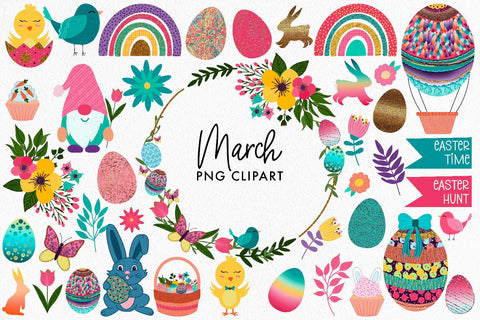Easter Clipart | Spring Clipart | March Clipart Sublimation Illuztrate 
