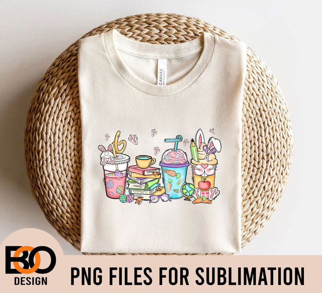 Easter coffee cups teacher png sublimation design download, easter png, png, coffee cups png, easter life png, sublimate designs download Sublimation BOO-design 