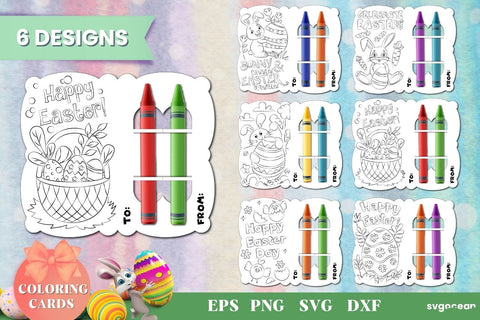 Easter Coloring Card | Svg Bundle | Crayon Cards SVG SvgOcean 