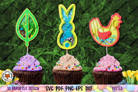 Easter Confetti Shaker Bundle, 3D Easter Cake Topper SVG 3D Paper Digital Craftyfox 