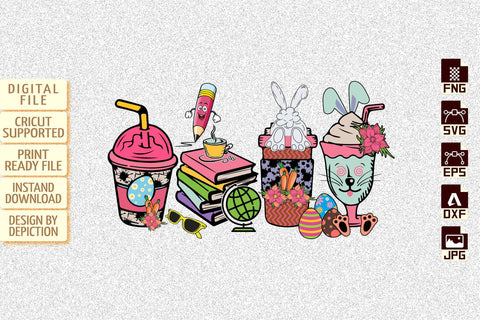 Easter Day Coffee Teacher T-Shirt, Easter Day Kindergarten Coffee Shirt PNG, Easter Day Egg Shirt Print Template Sketch DESIGN Depiction Studio 