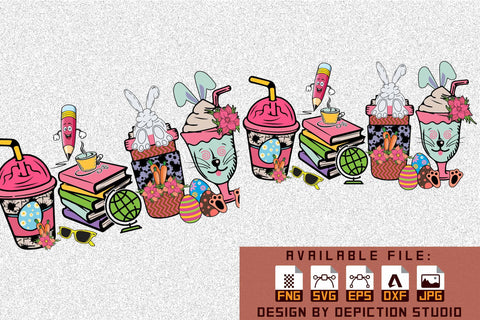 Easter Day Coffee Teacher T-Shirt, Easter Day Kindergarten Coffee Shirt PNG, Easter Day Egg Shirt Print Template Sketch DESIGN Depiction Studio 