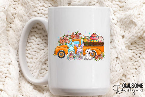 Easter Day Truck Bunny Gnomes Sublimation Owlsome.Designs 