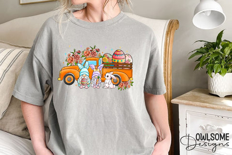 Easter Day Truck Bunny Gnomes Sublimation Owlsome.Designs 