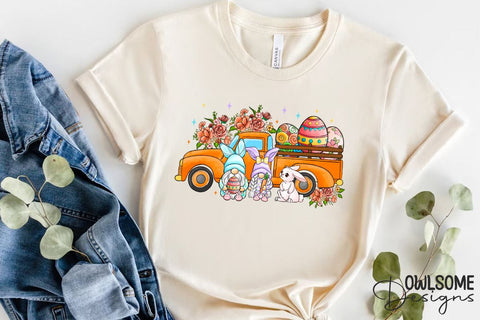 Easter Day Truck Bunny Gnomes Sublimation Owlsome.Designs 