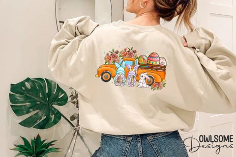 Easter Day Truck Bunny Gnomes Sublimation Owlsome.Designs 