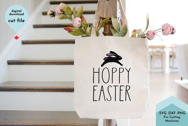 Easter Decor - Hoppy Easter with Bunny Hand Drawn SVG SVG Lettershapes 