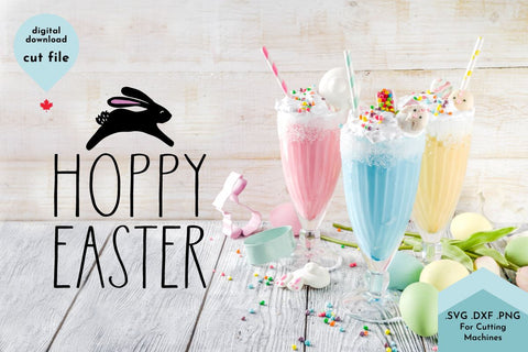 Easter Decor - Hoppy Easter with Bunny Hand Drawn SVG SVG Lettershapes 