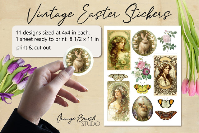Easter Digital Stickers Bundle Easter Ephemera Scrapbooking Sublimation OrangeBrushStudio 