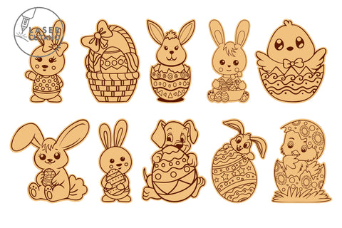 EASTER DIY Paint Kit, Laser Cut for Kids 3D Designs, Mini Design Bundles SVG LaserCutano 