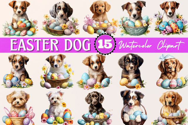 Easter Dog Clipart Bundle Sublimation Regulrcrative 