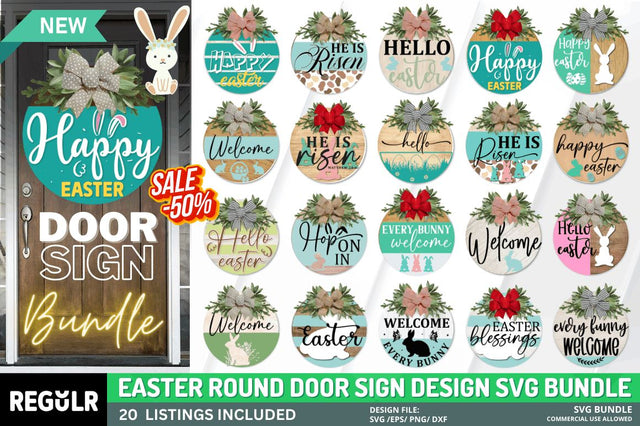 Easter Door Sign Svg Bundle SVG Regulrcrative 