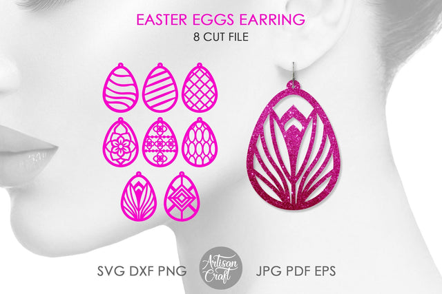 Easter earring SVG, Easter eggs earring SVG SVG Artisan Craft SVG 