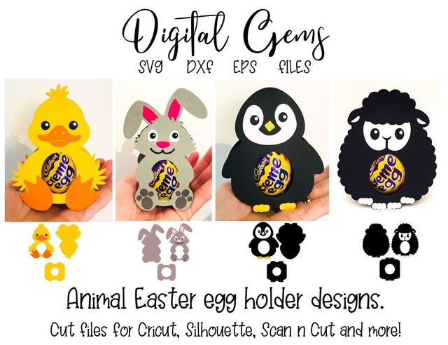 Easter egg holder designs, Lamb, Rabbit, Penguin, and Duck SVG / DXF / EPS files SVG Digital Gems 